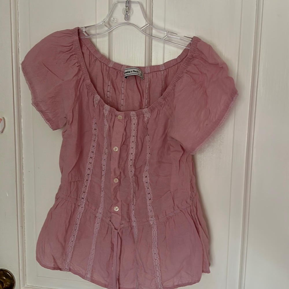 Abercrombie pink flow lace shirt